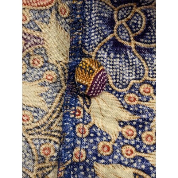 Batik Keris Womens Medium Cotton Short Sleeve Batik Floral Shirt Button Up Boho - Picture 7 of 8